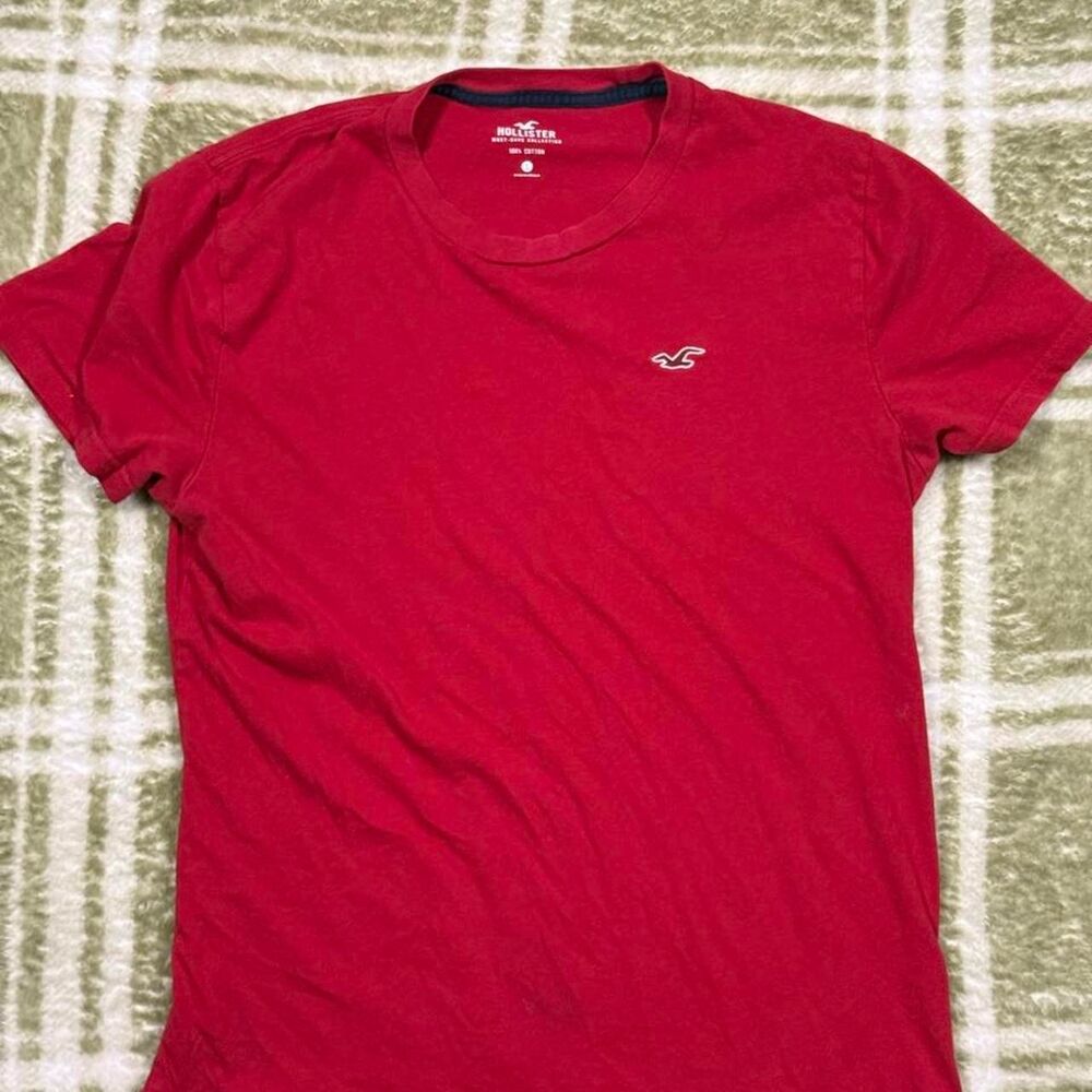 Vintage Hollister Women's Red Short Sleeve T-Shirt Size S Logo Graphic Tee 100%